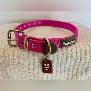 Pink Dogzilla Dog Collar. Size large